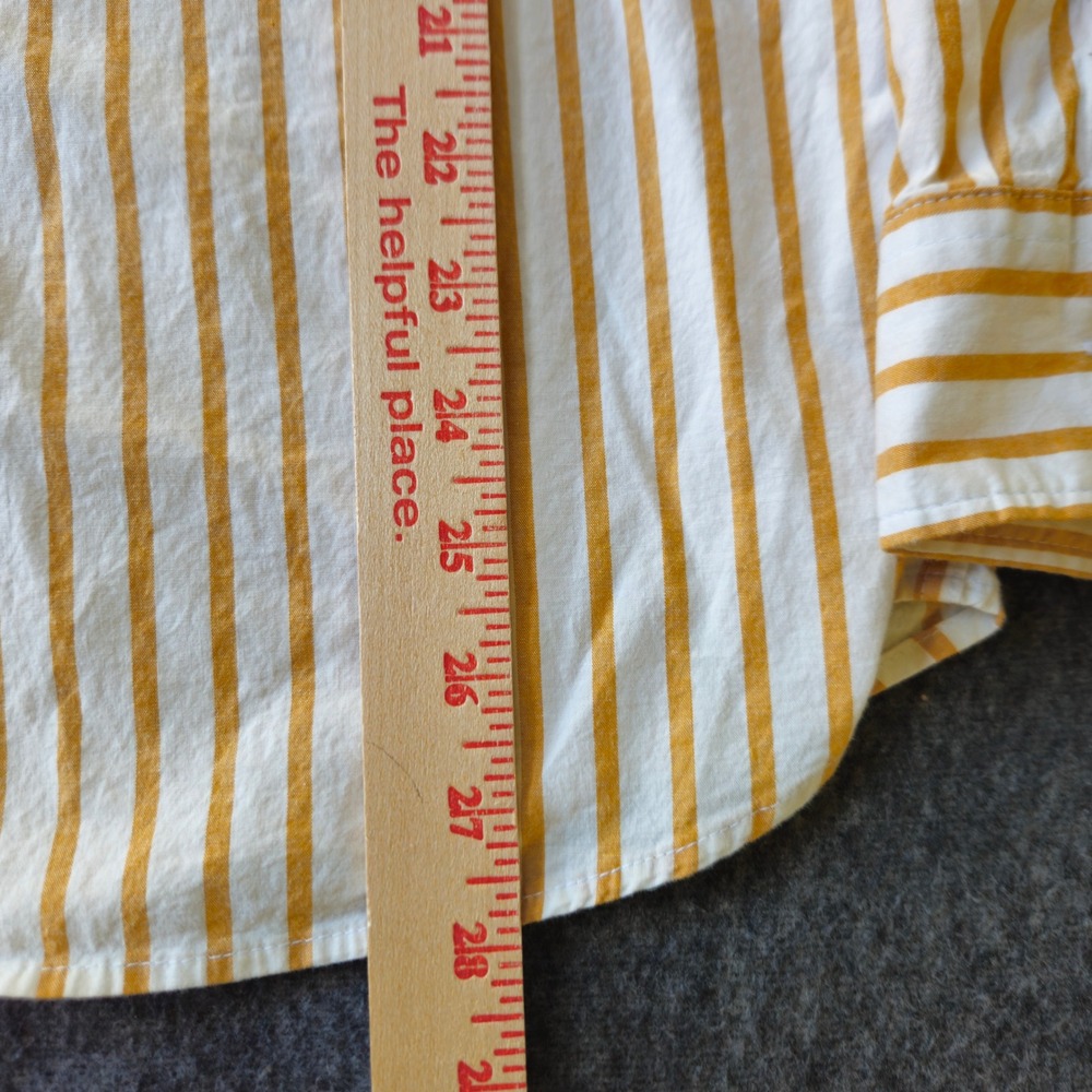 GAP Button Down Shirt 100% Cotton M Yellow Striped Slim Fit Long Sleeve Pocket - Picture 6 of 10